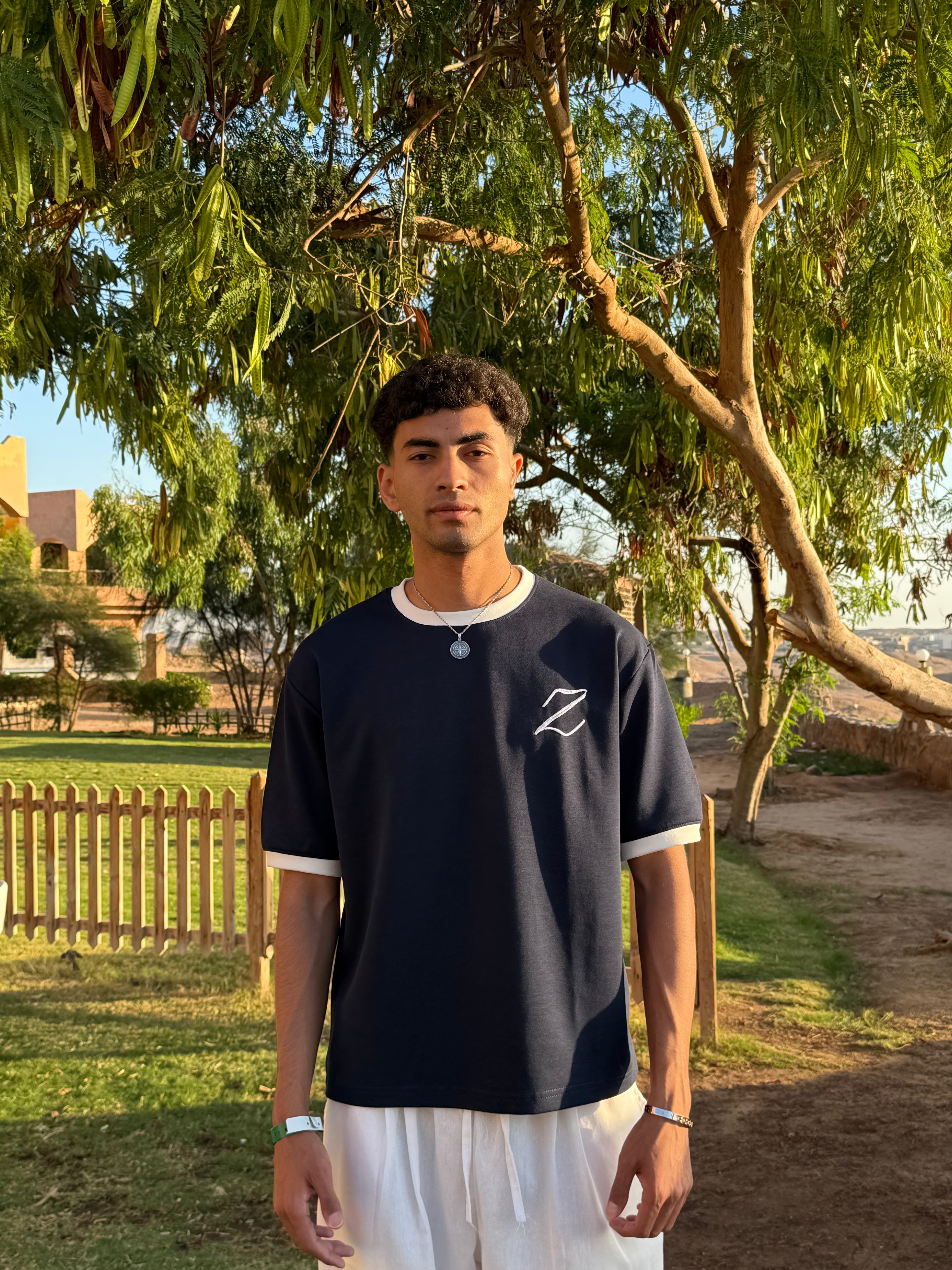 Zekra Navy Ringer T-shirt