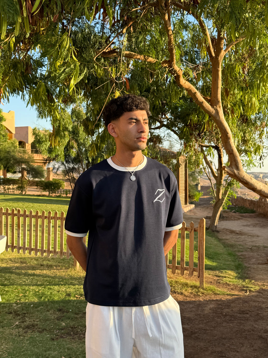 Zekra Navy Ringer T-shirt