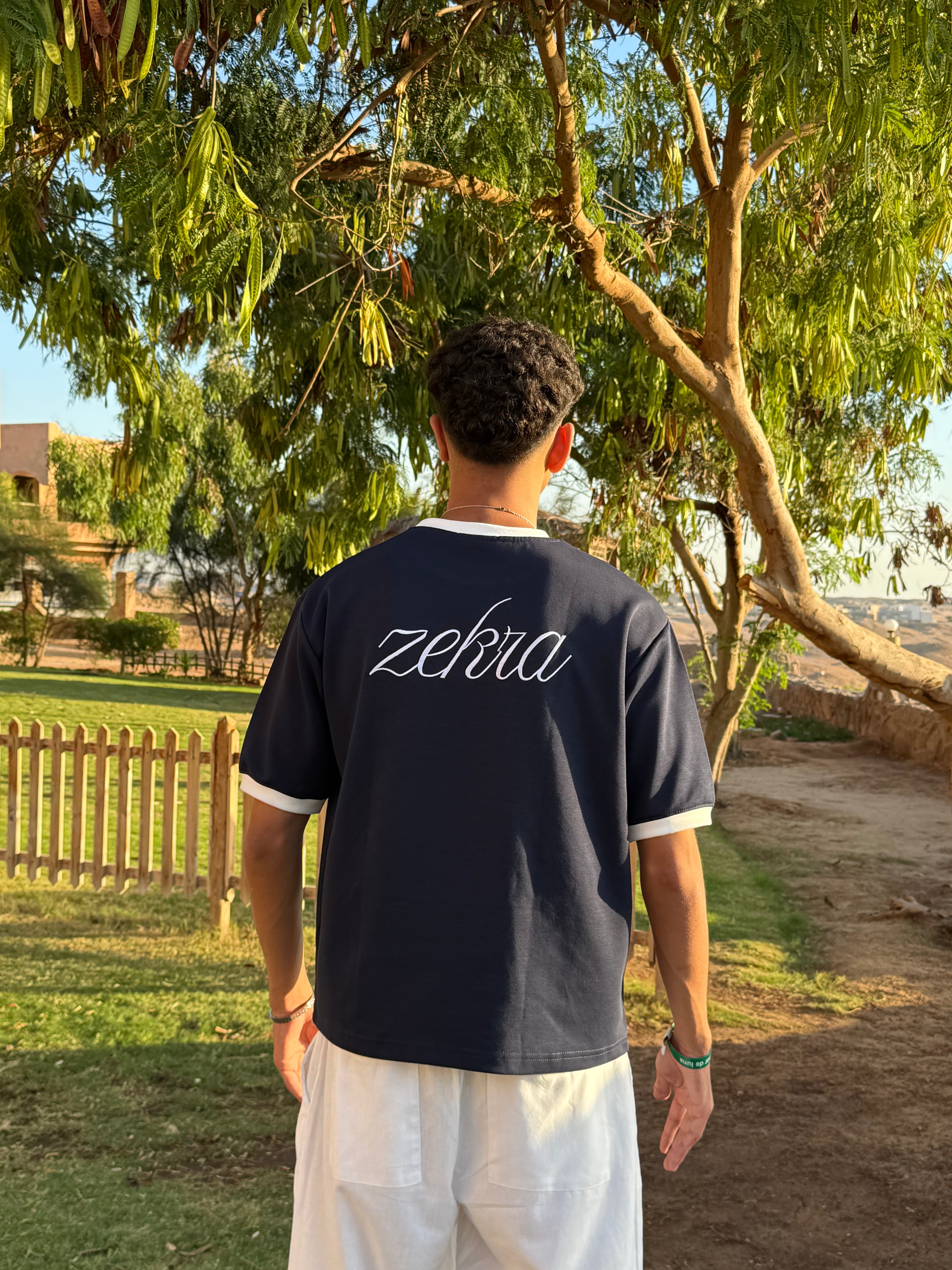 Zekra Navy Ringer T-shirt
