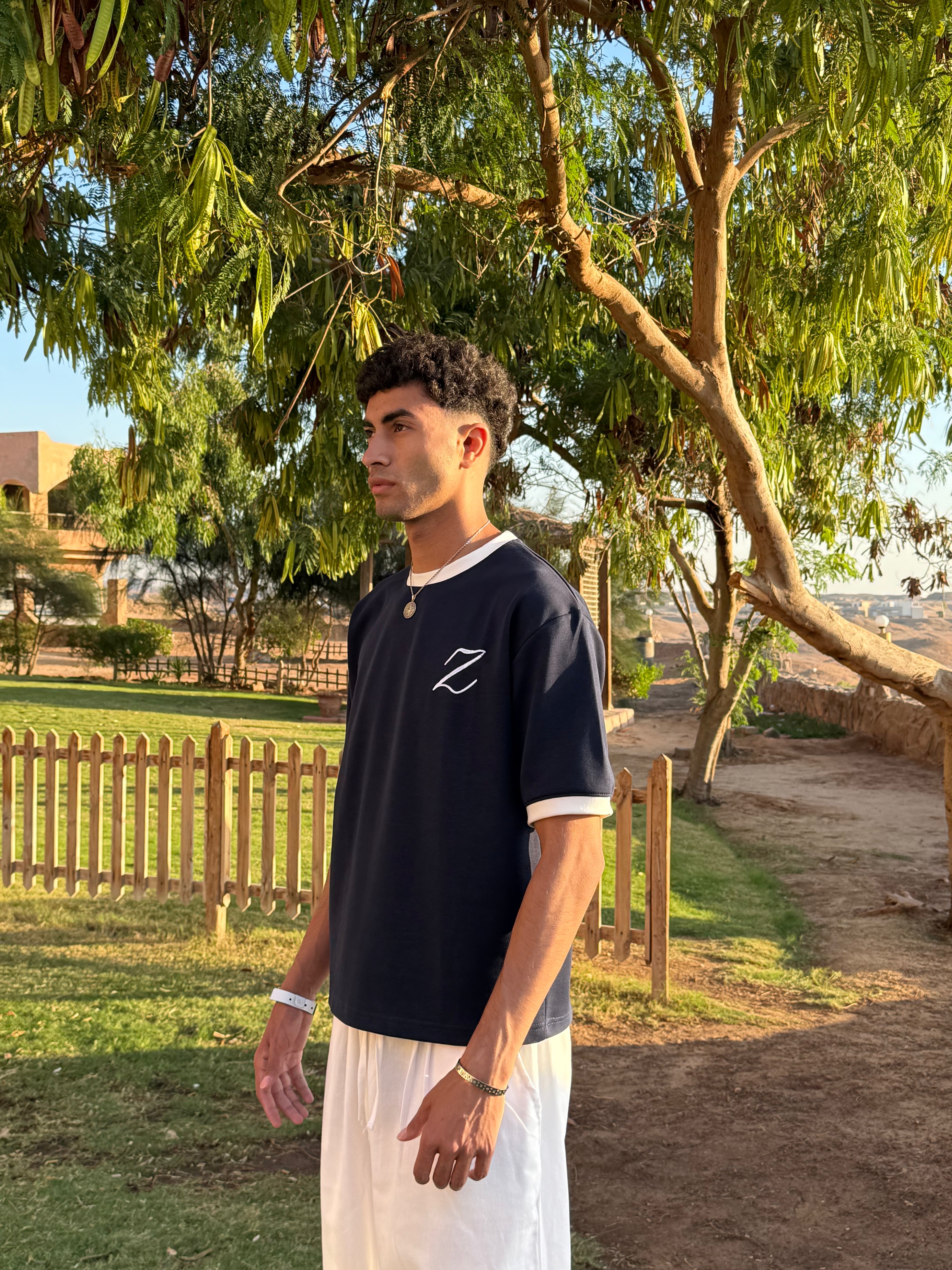 Zekra Navy Ringer T-shirt