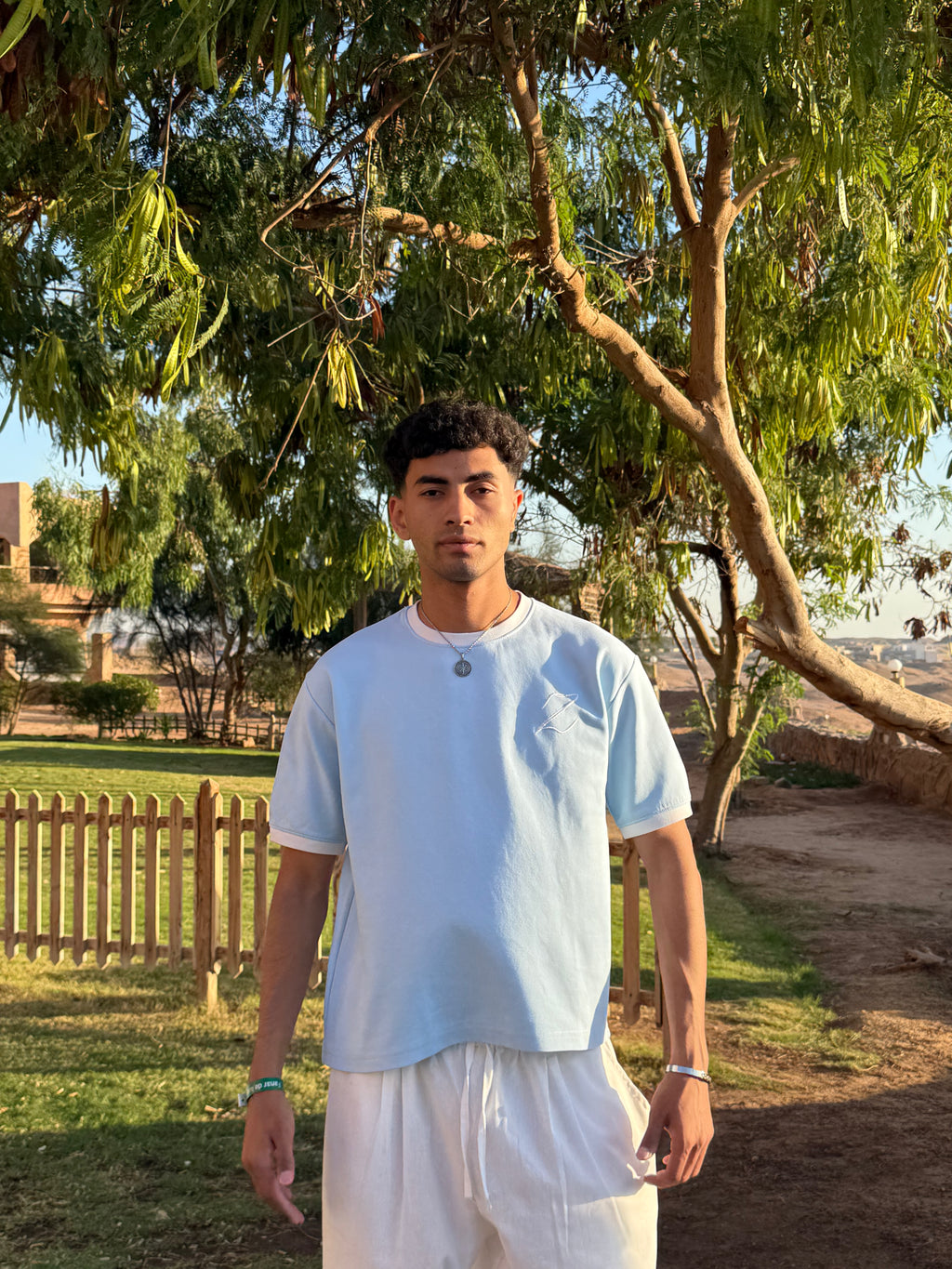 Zekra Baby Blue Ringer T-shirt