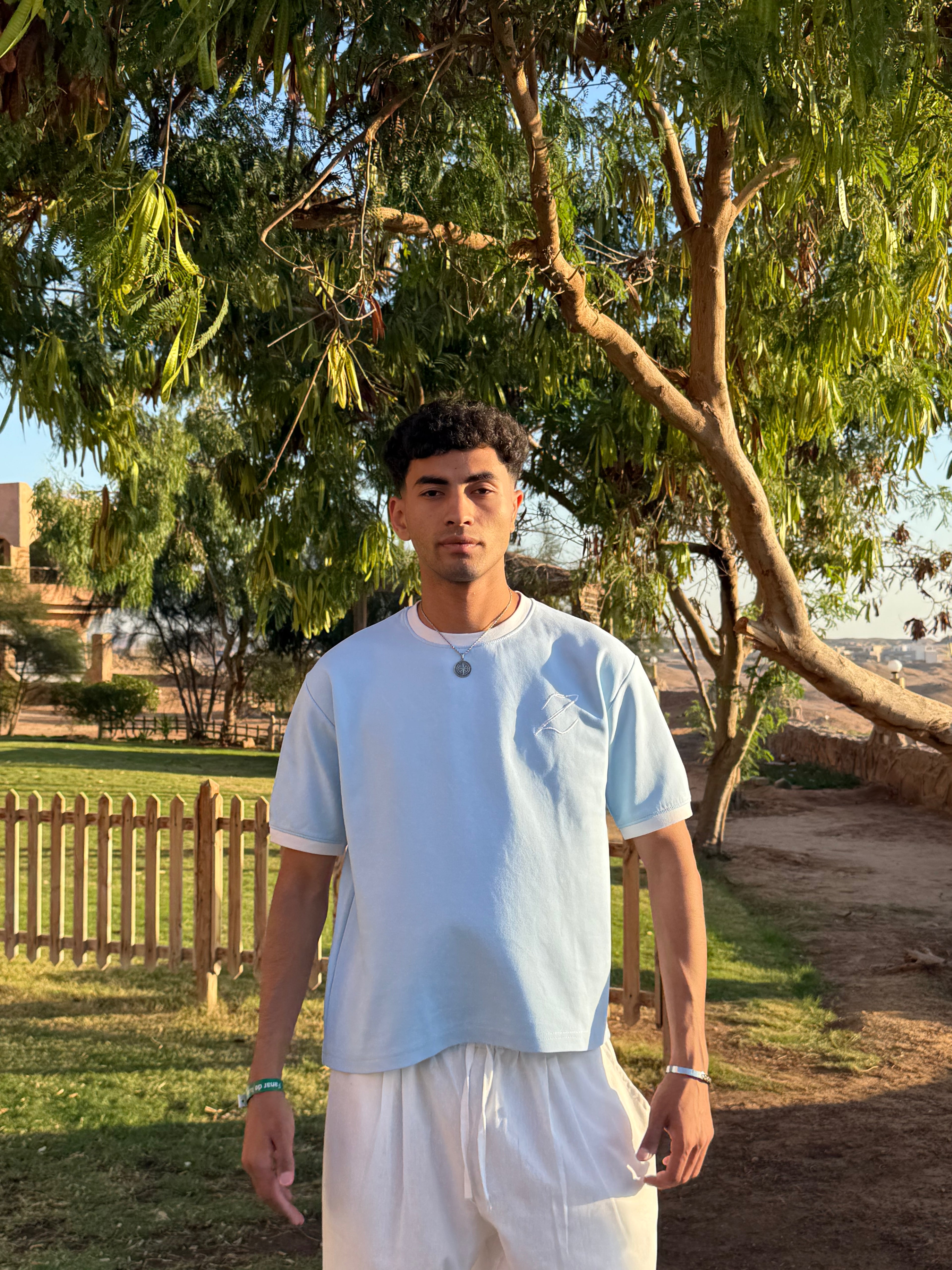 Zekra Baby Blue Ringer T-shirt