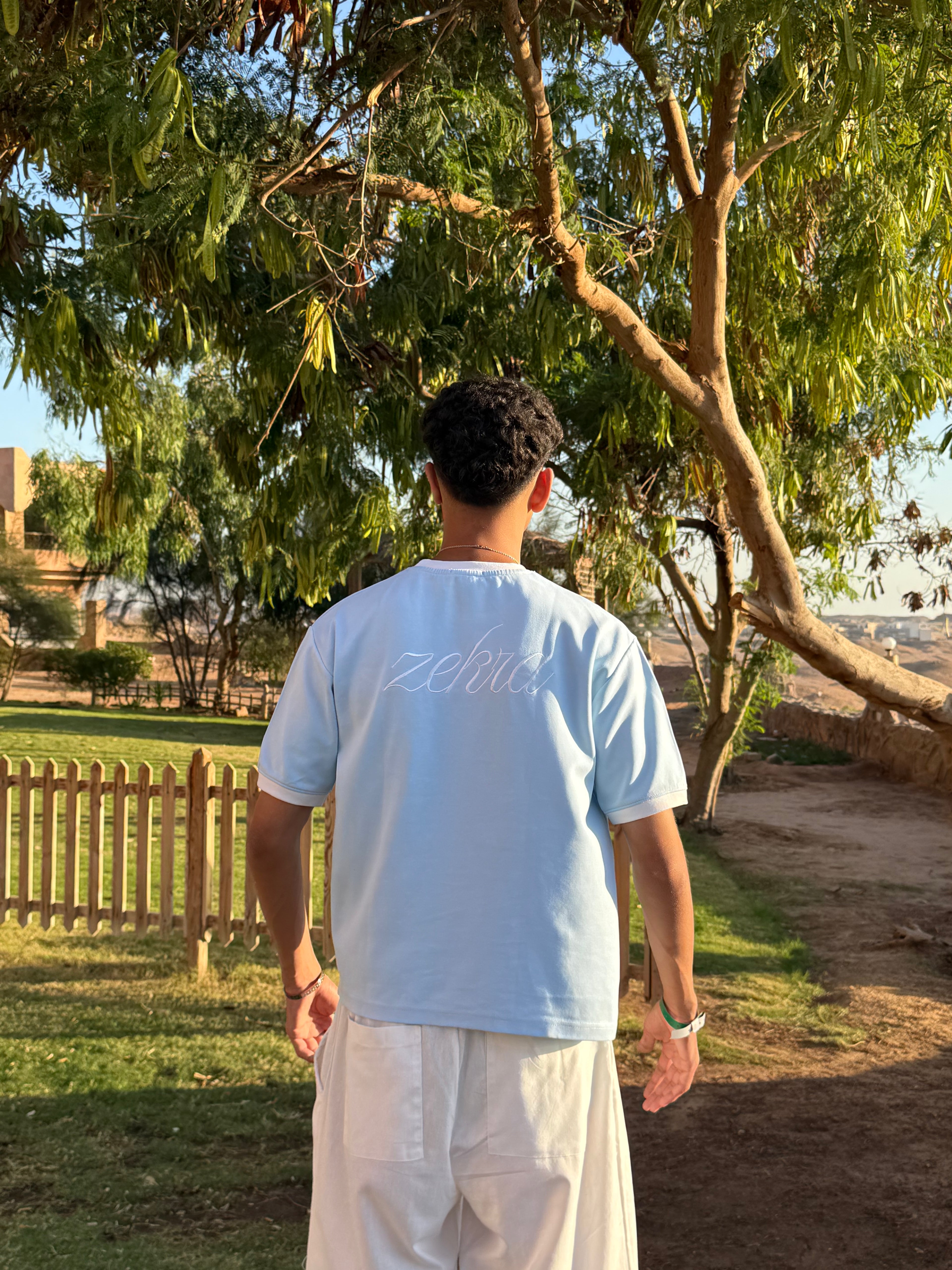 Zekra Baby Blue Ringer T-shirt