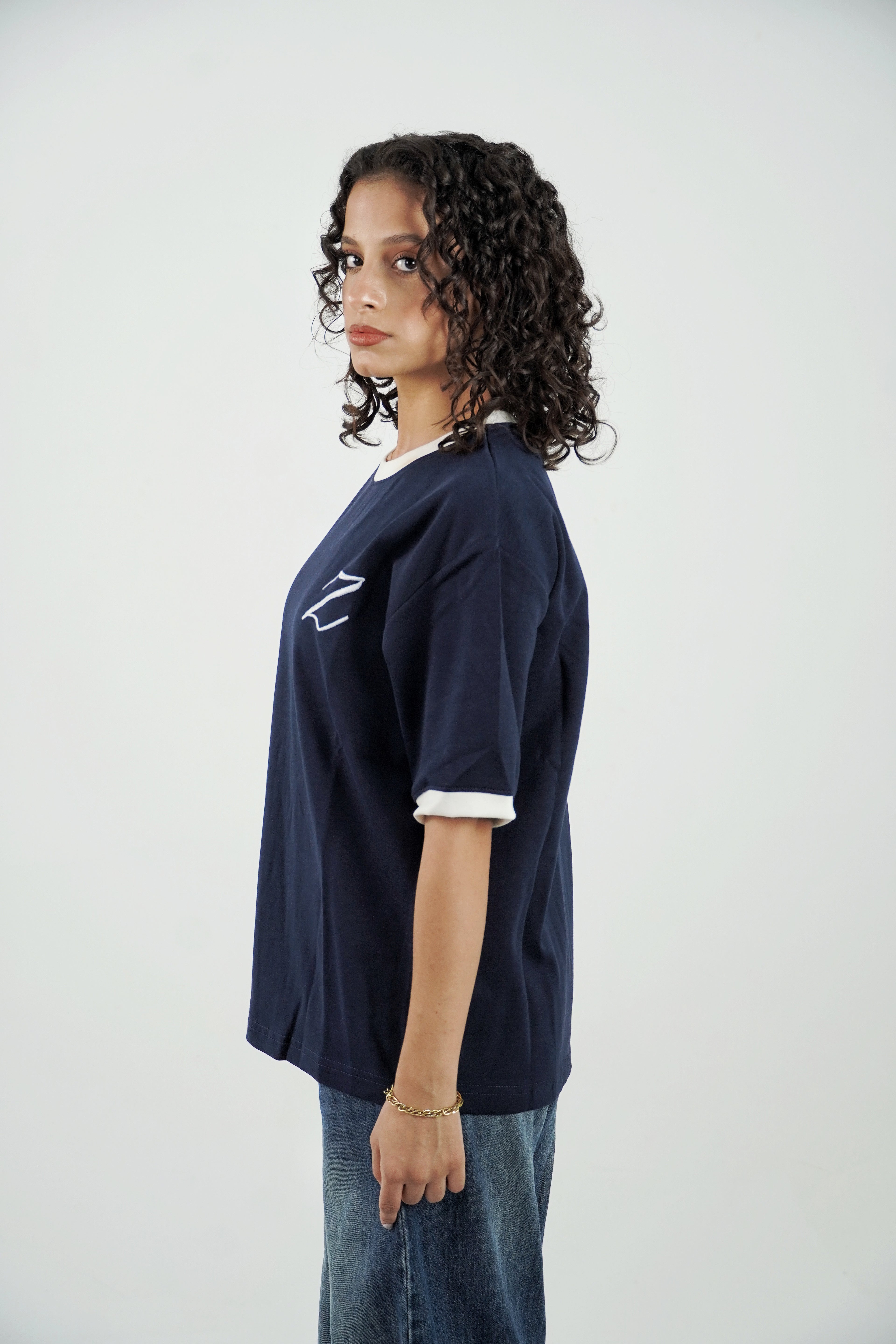 Zekra Navy Ringer T-shirt