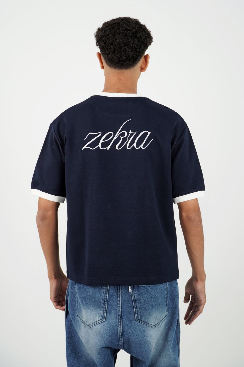 Zekra Navy Ringer T-shirt