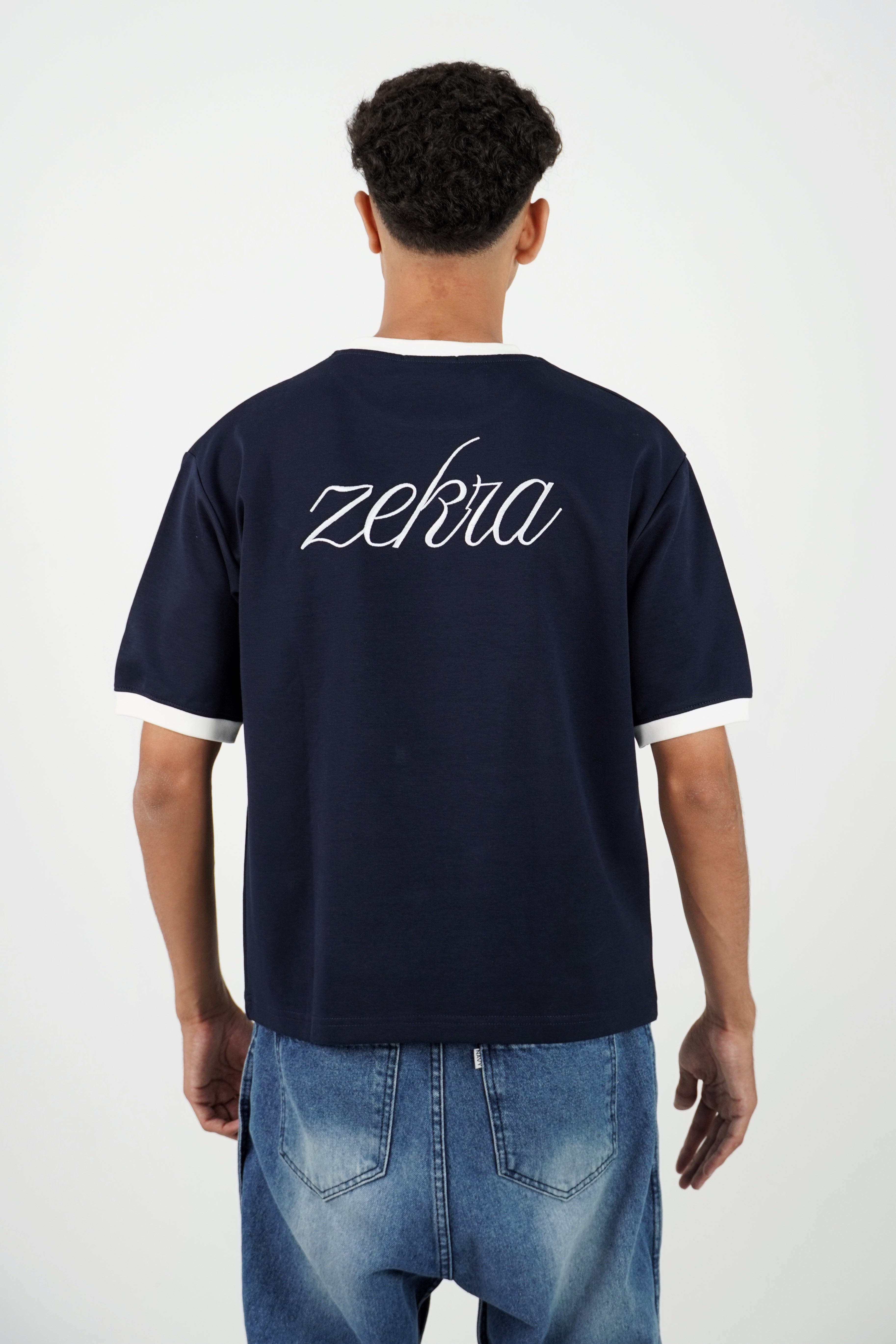 Zekra Navy Ringer T-shirt