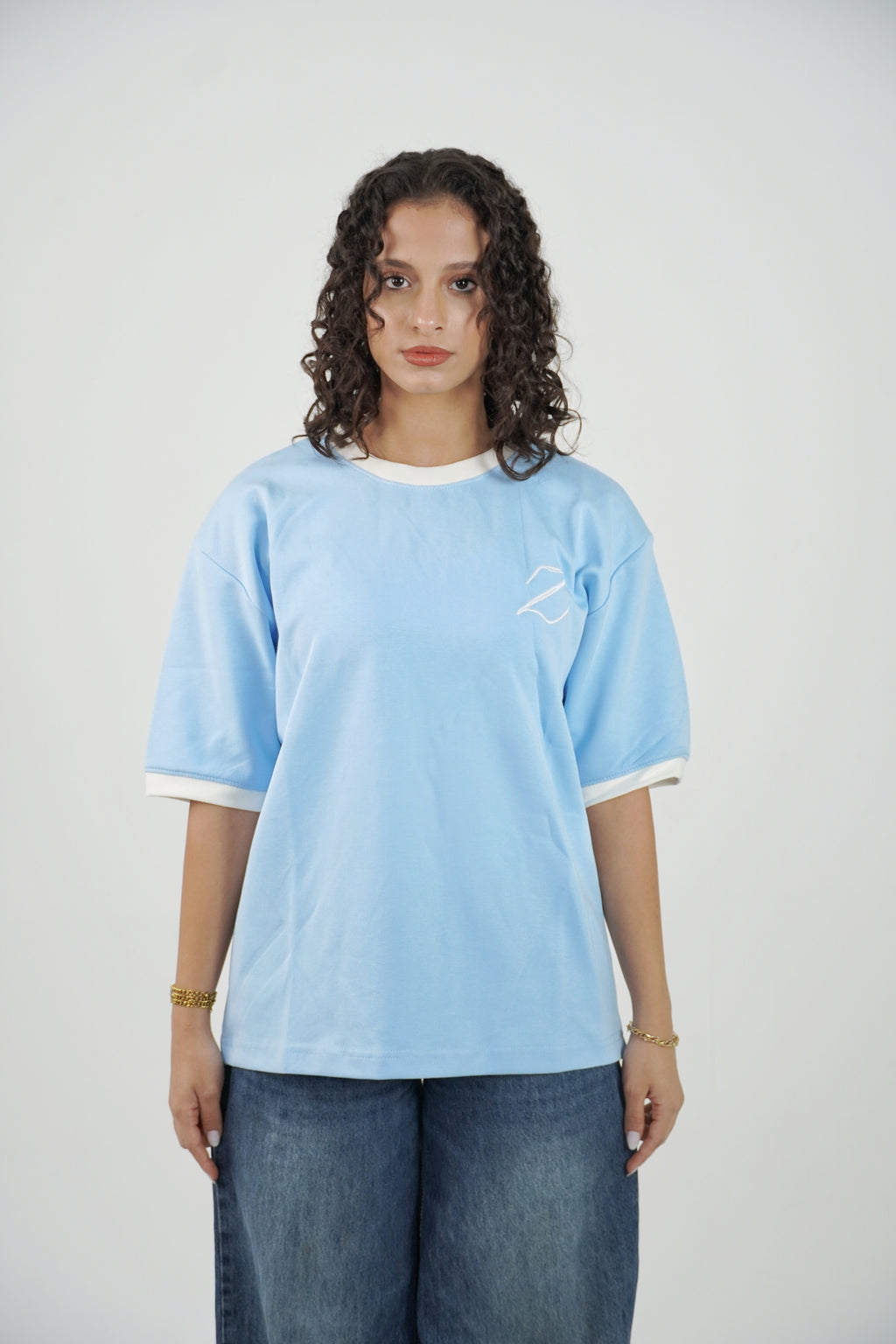 Zekra Baby Blue Ringer T-shirt