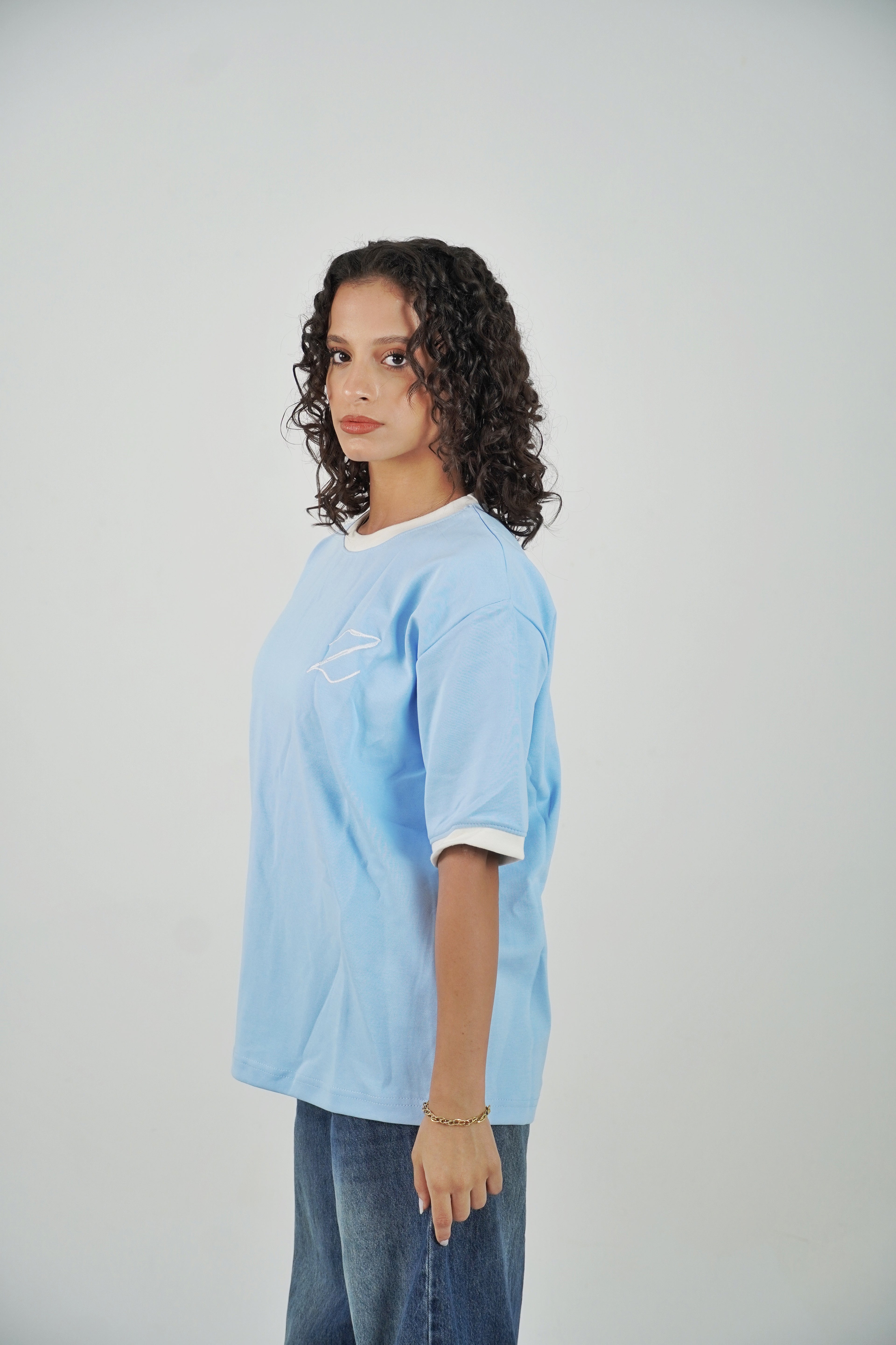 Zekra Baby Blue Ringer T-shirt