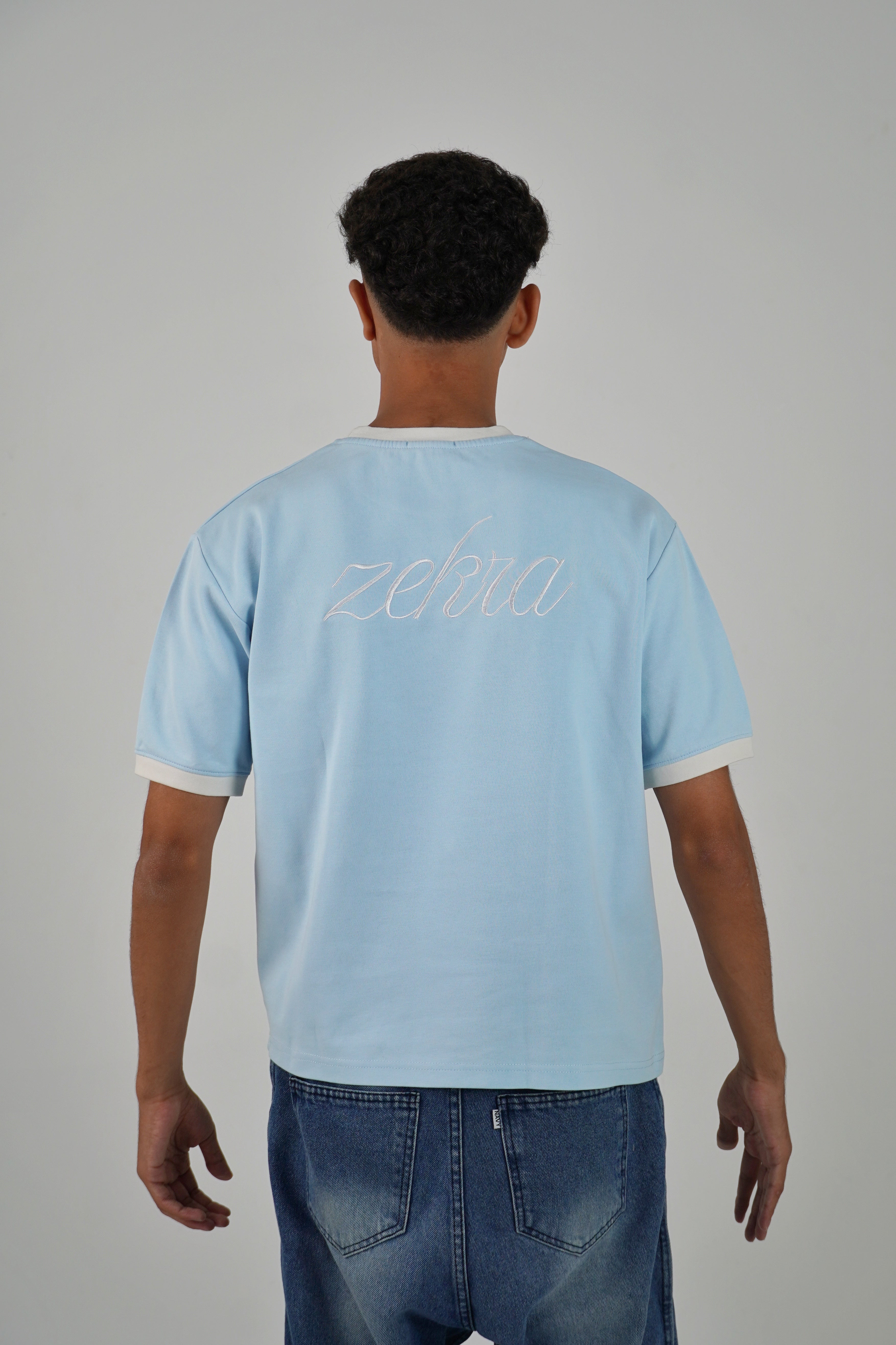 Zekra Baby Blue Ringer T-shirt