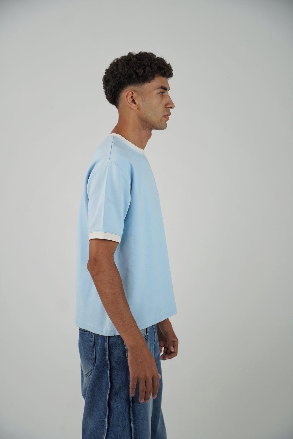 Zekra Baby Blue Ringer T-shirt