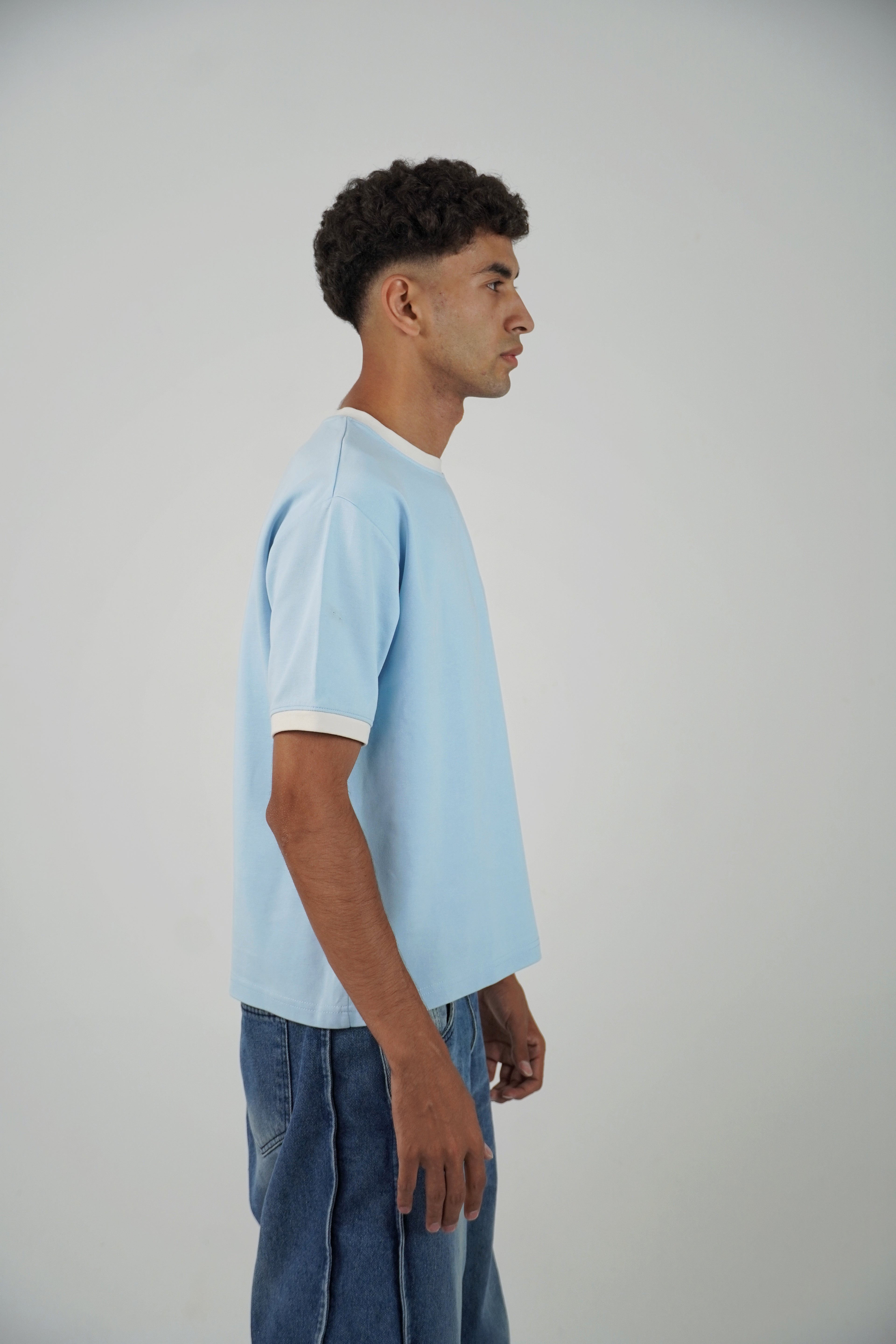 Zekra Baby Blue Ringer T-shirt