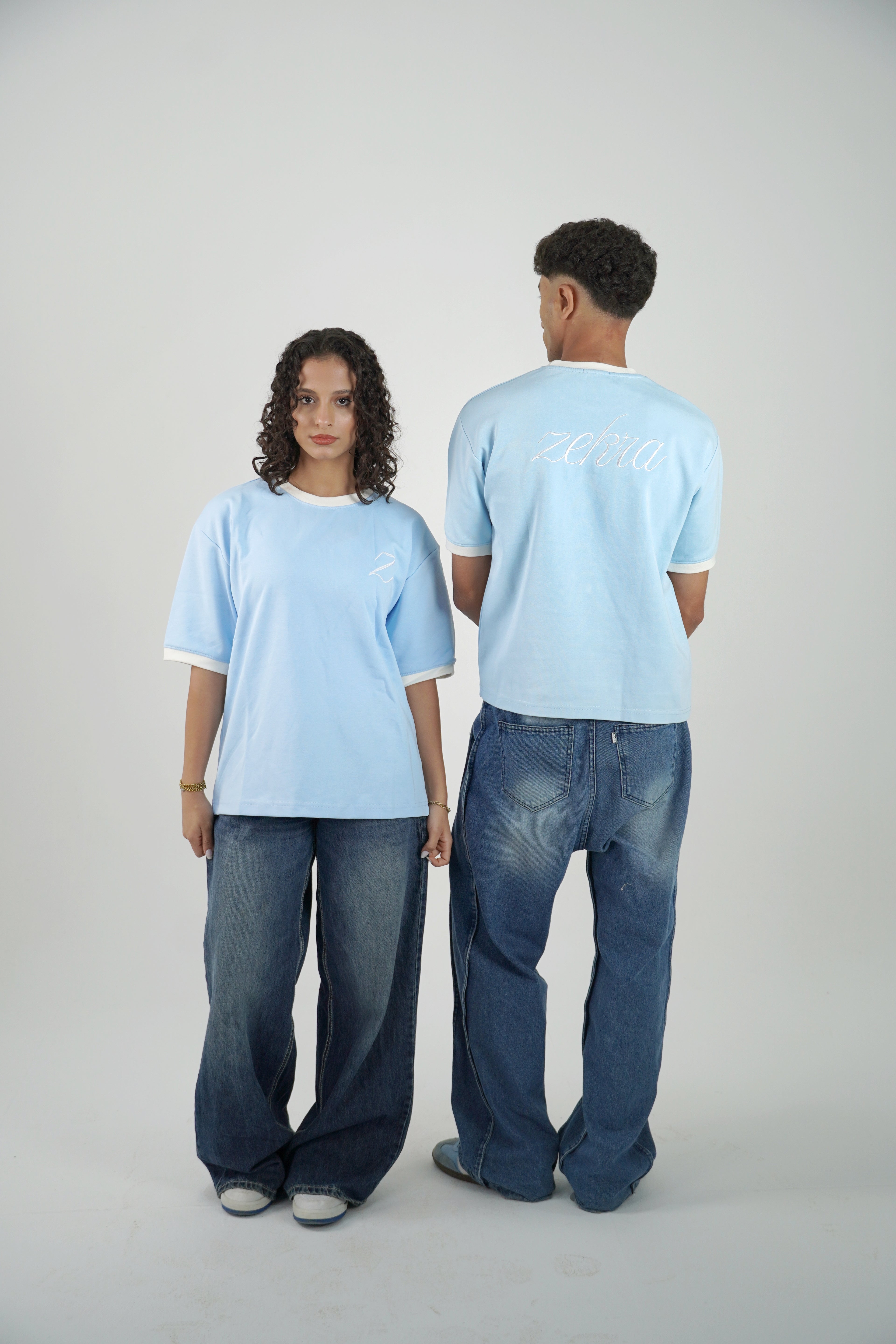 Zekra Baby Blue Ringer T-shirt