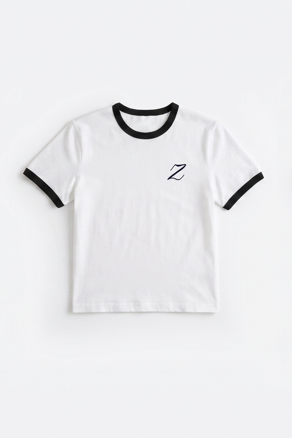Zekra White Ringer T-shirt-Black Ringers