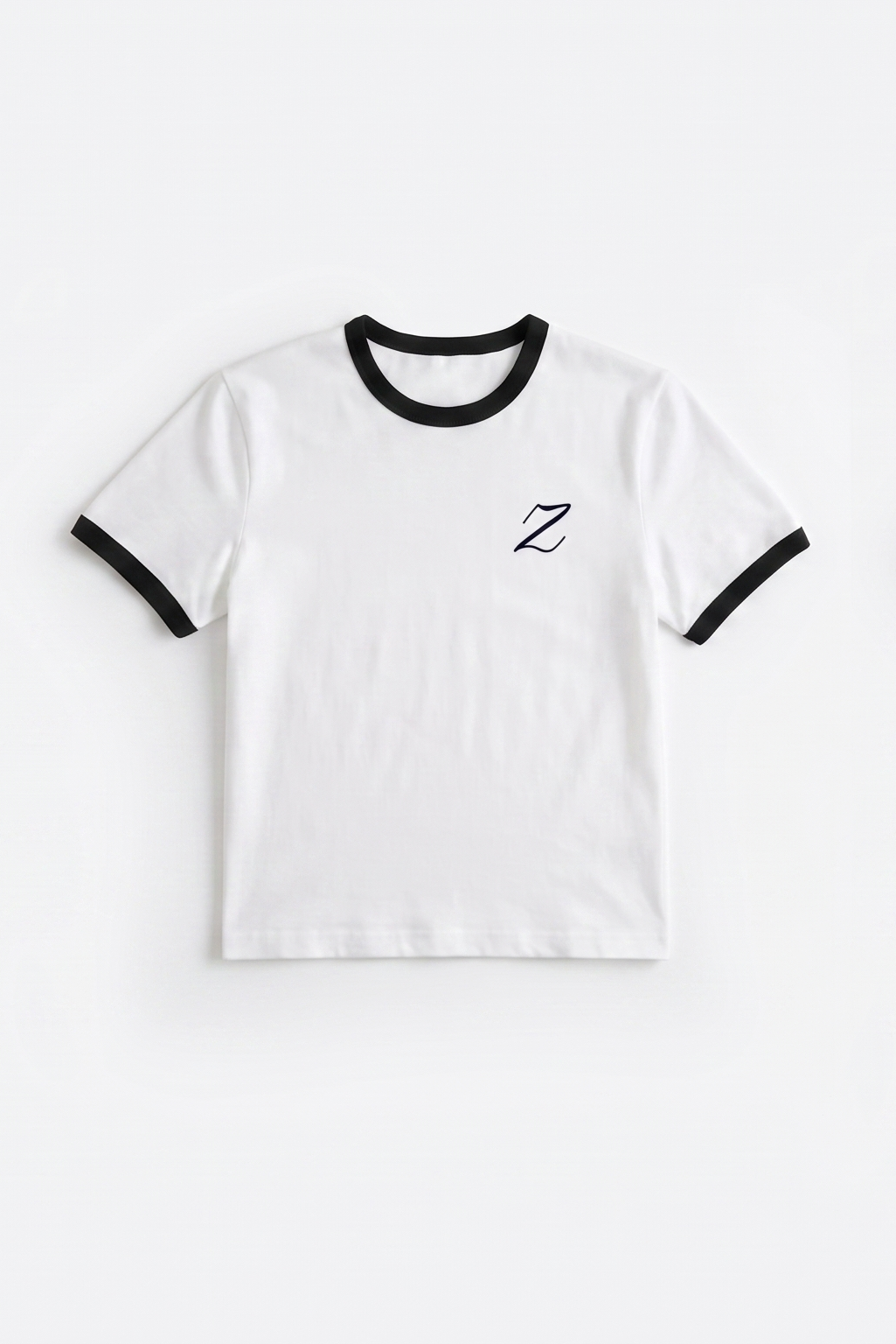 Zekra White Ringer T-shirt-Black Ringers