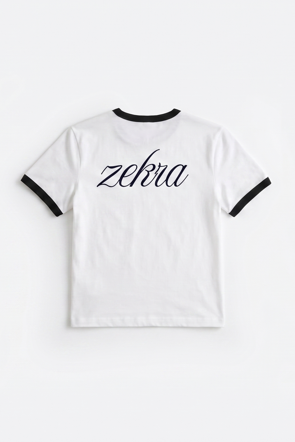 Zekra White Ringer T-shirt-Black Ringers