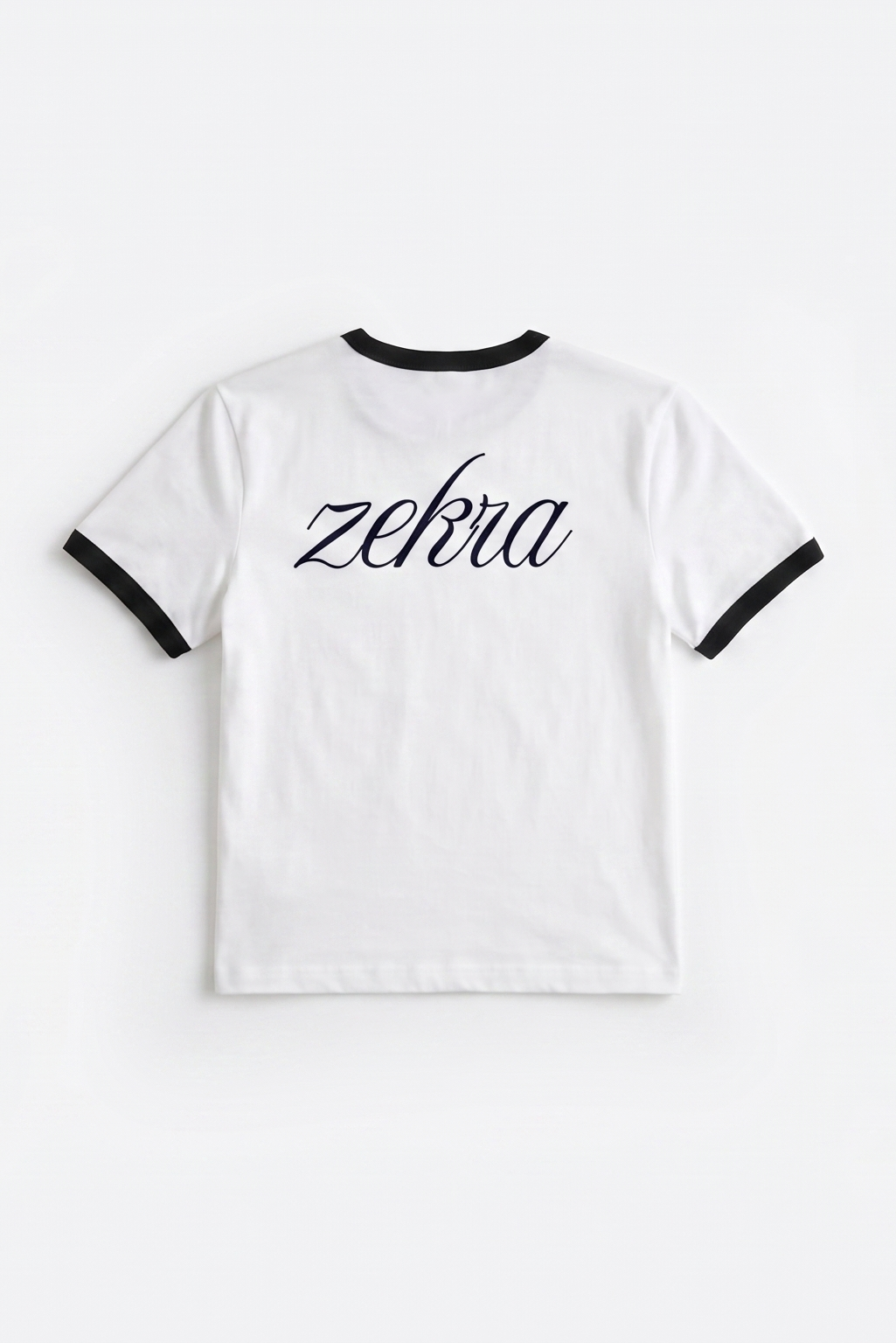 Zekra White Ringer T-shirt-Black Ringers