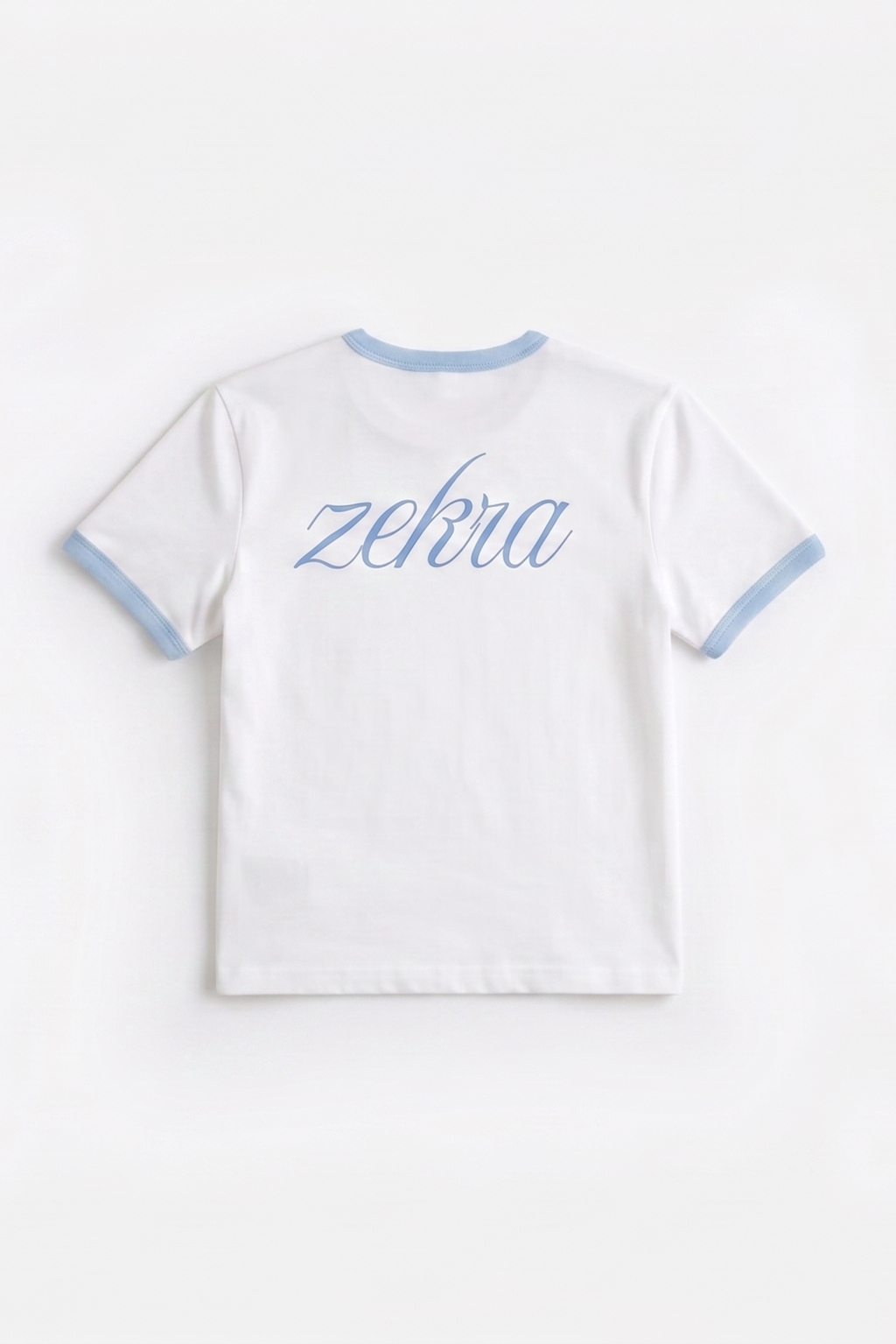 Zekra White Ringer T-shirt-Baby Blue Ringers