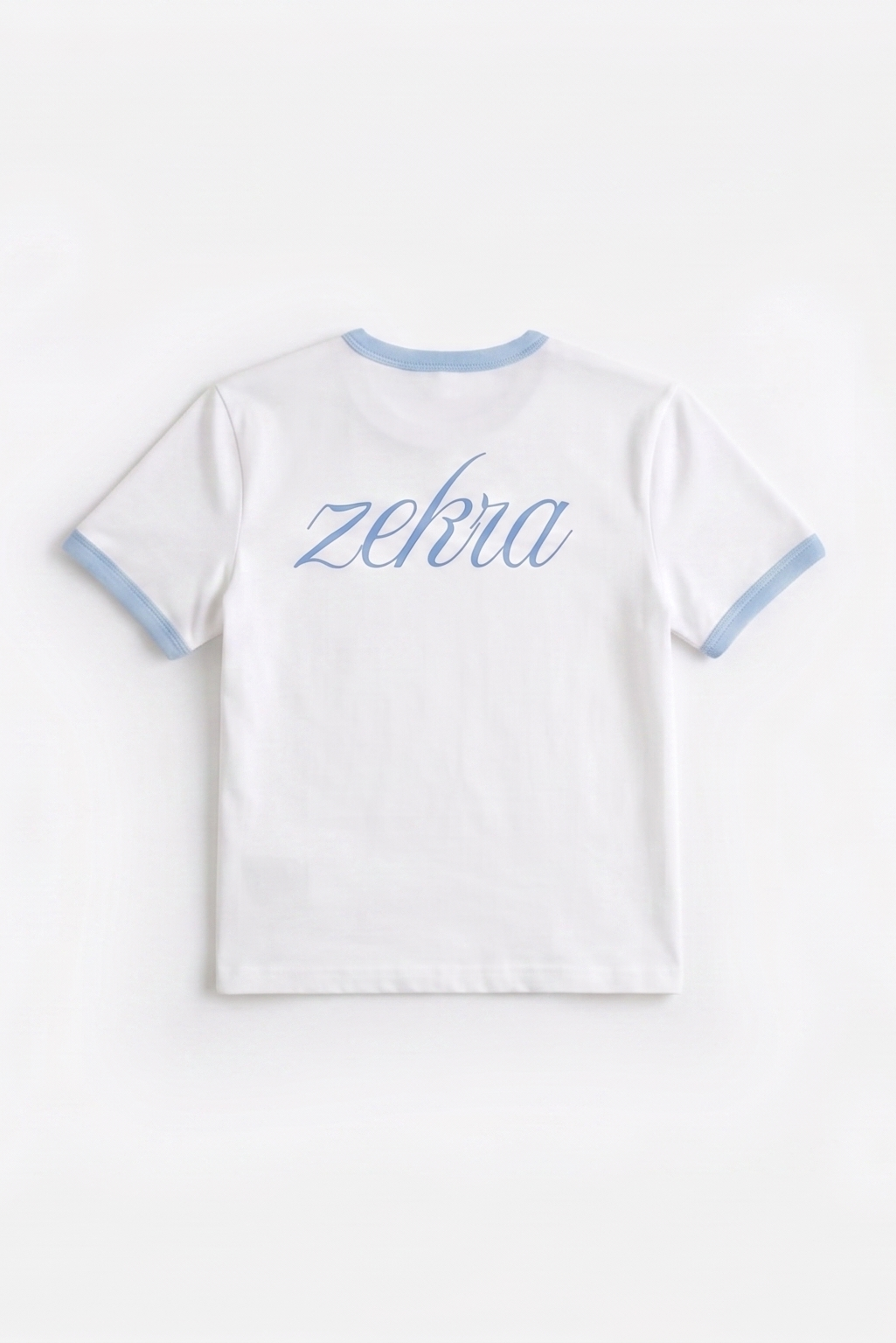 Zekra White Ringer T-shirt-Baby Blue Ringers