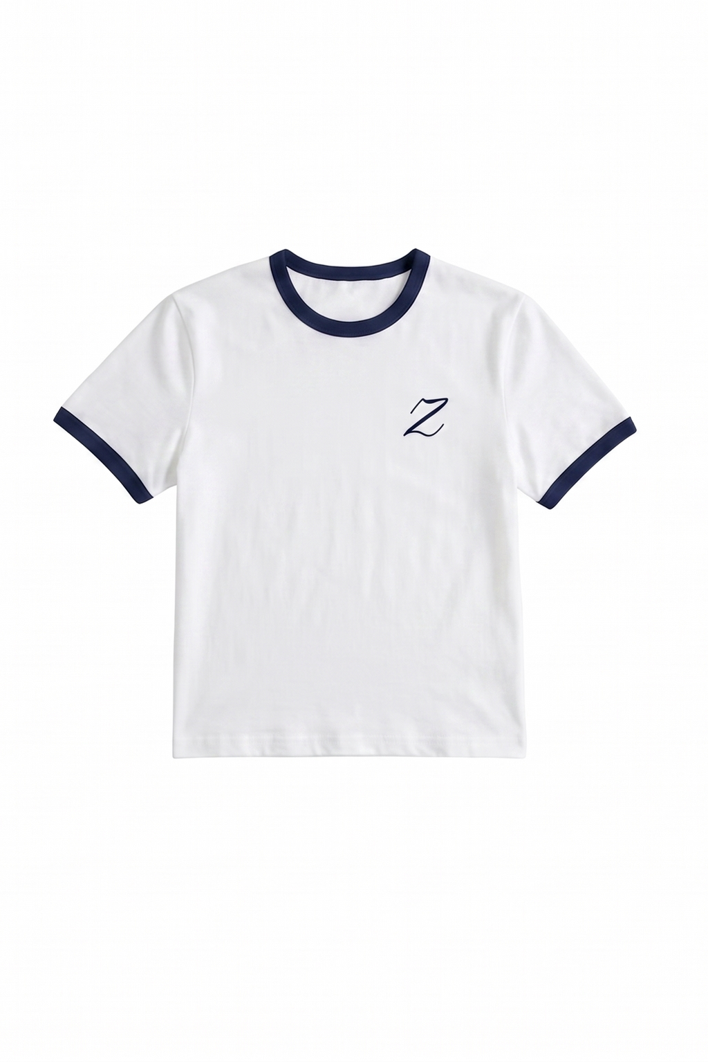 Zekra White Ringer T-shirt- Navy Ringers