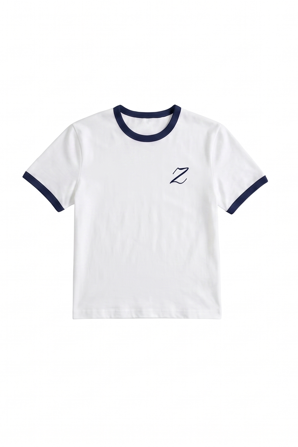 Zekra White Ringer T-shirt- Navy Ringers