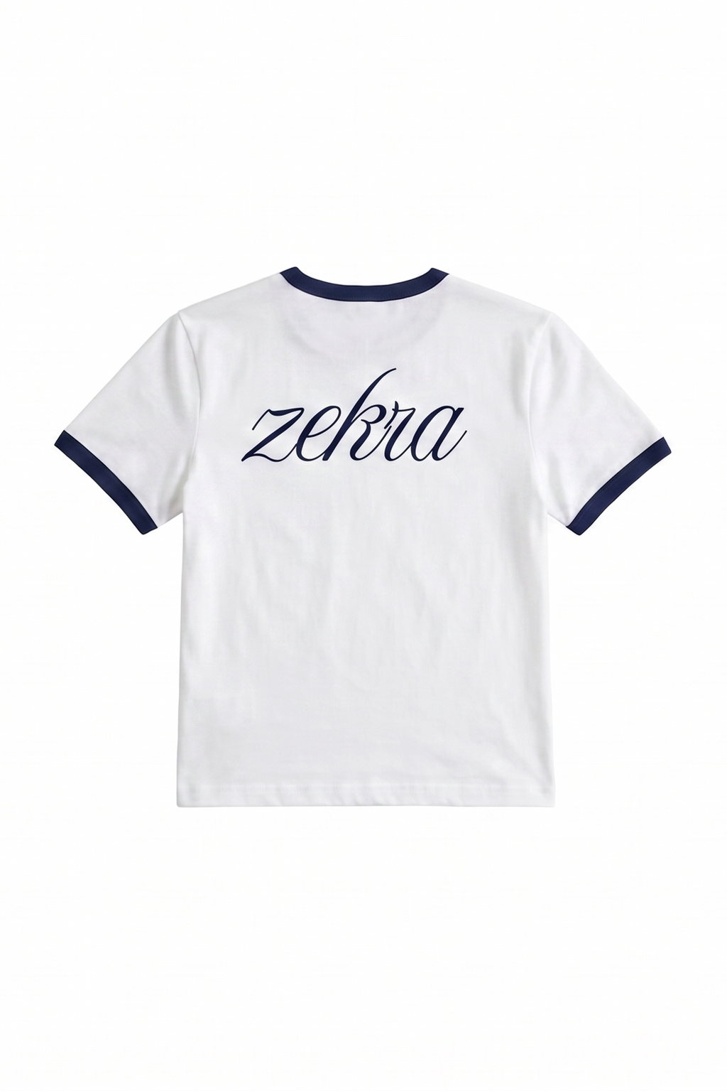 Zekra White Ringer T-shirt- Navy Ringers
