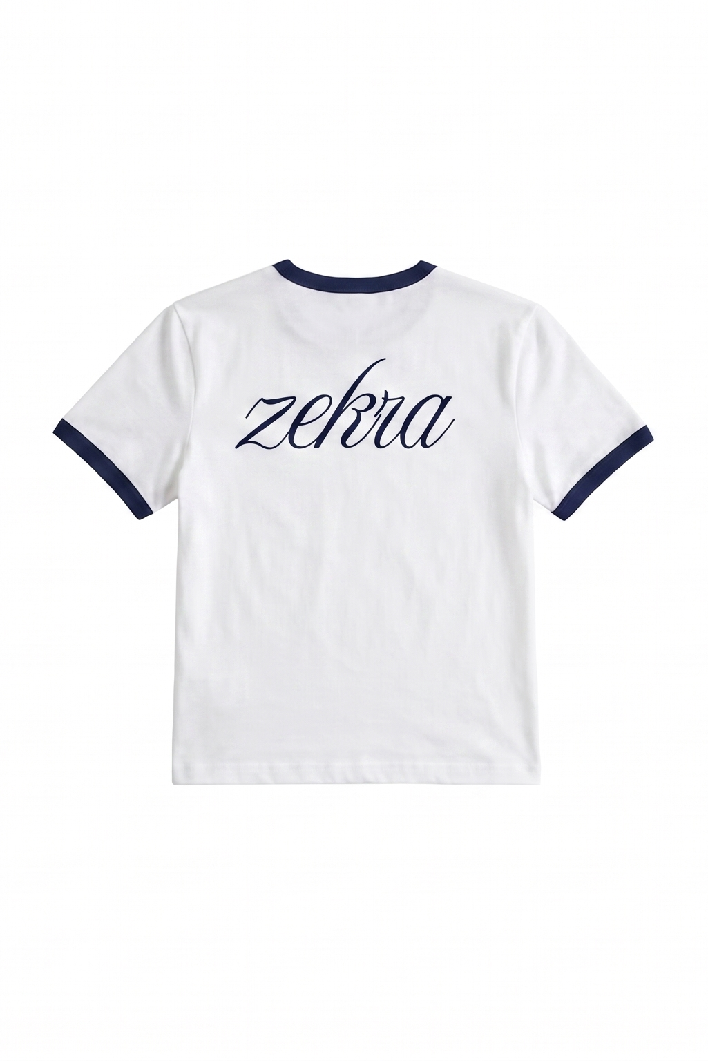Zekra White Ringer T-shirt- Navy Ringers